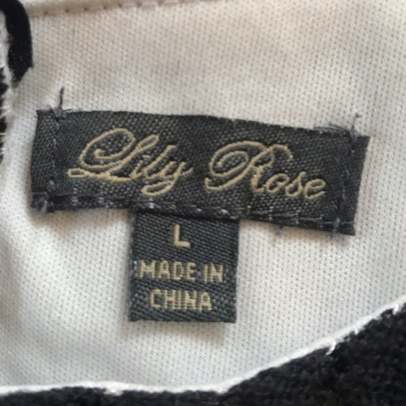 Lily Rose Women's Mini Dress Scoop Neck Sleeveless Black Lace Fit & Flare Size L - Picture 9 of 11